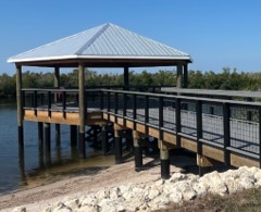Covered pavilion standing over the water at Tropicana Park